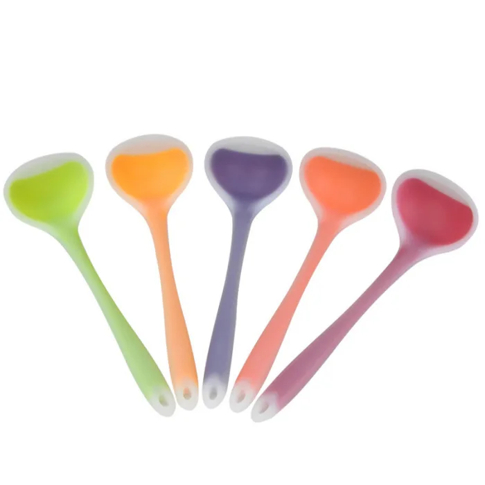 

Small Size Anti Hot Handle Soup Spoon Food Grade Silicone Spoon High-Temperature Nonstick Translucent Kitchen Cooking Tool Spoon