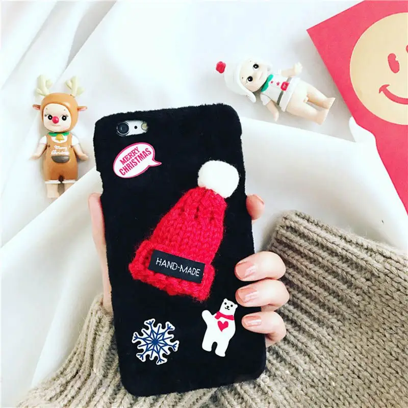Black With Bear Рождественский чехол для iPhone Xs, Xr, Xs, Max, чехол в Корейском стиле с 3D изображением милого медведя, чехол для iPhone X, 8 Plus, 7 Plus, 6, 6 S, новогодний чехол - Цвет: Black With Bear