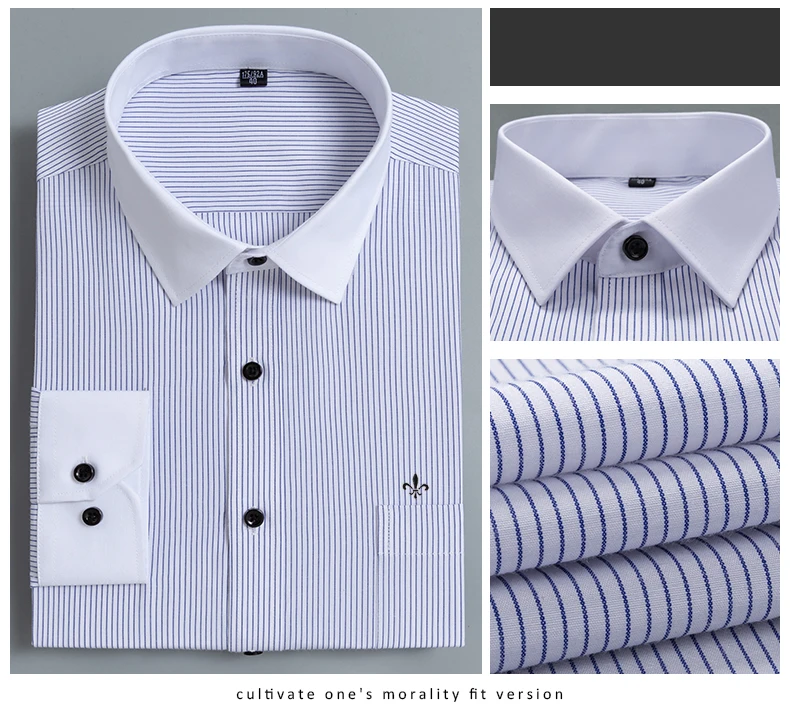 Плюс размер 9XL Dudalina полосатая вышивка мода Blusa Camisa Social Stripe длинный рукав Slim Fit рубашка мужская одежда с цветочным рисунком