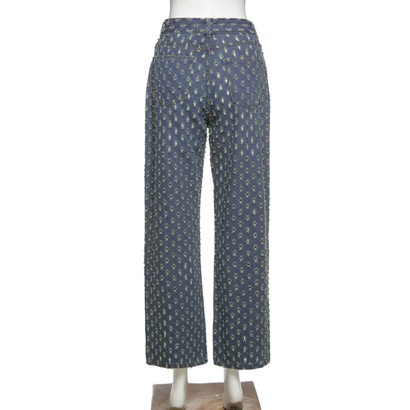 

Autumn 2020 Fashion Ripped Hole Loose Trousers Women High Waist Denim Wide Leg Pants Streetwear Casual Jeans Straight Pants Lady