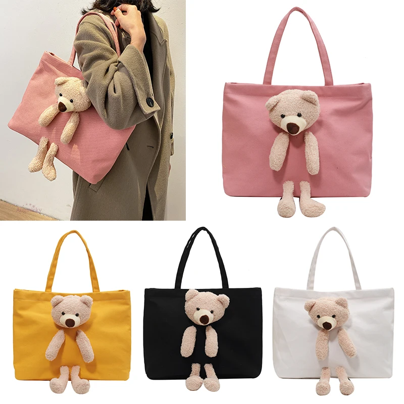 

Women Laptop Bag Fashion 3D three-dimensional bear Girl Shopping Bags Canvas Shoulder Handbag For MacBook 13 14 15 Inch Notebook