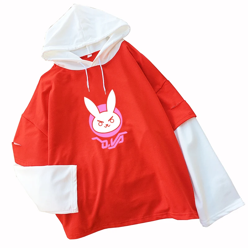 Kawaii OW DVA толстовки с принтом кролика для женщин D.VA логотип уличная одежда