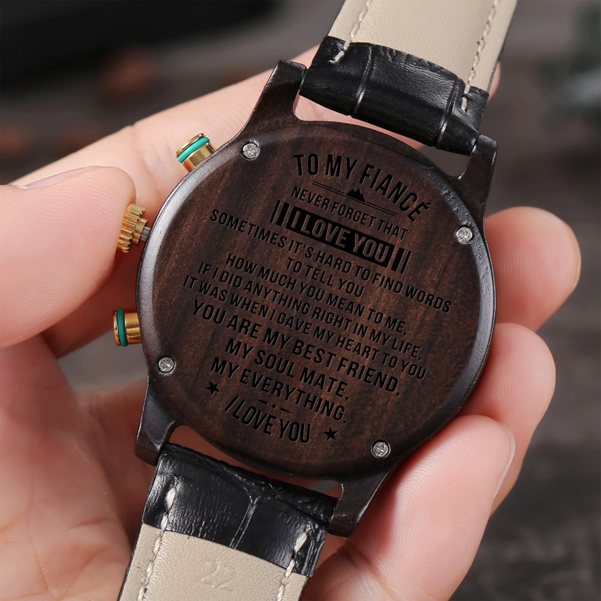 

To My Fiance Automatic Quartz stainless Steel Engraved Watches 30m Waterproof Casual Sports Men Watch Wrist Wathes Blue