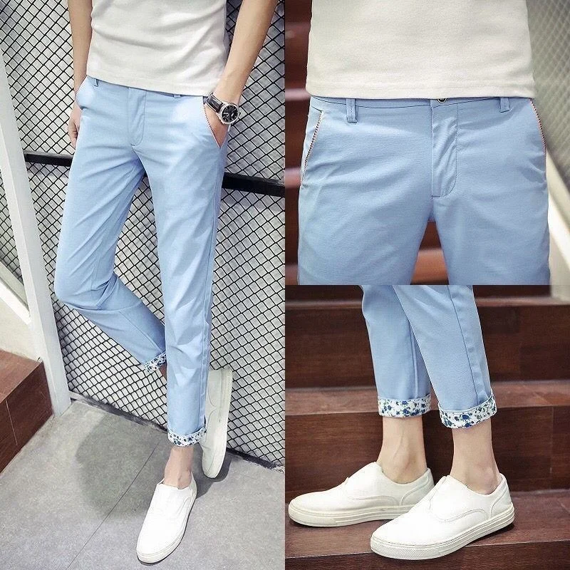 

Summer casual pants men's Korean slim fit versatile men's pants thin fashion Capri men's Leggings