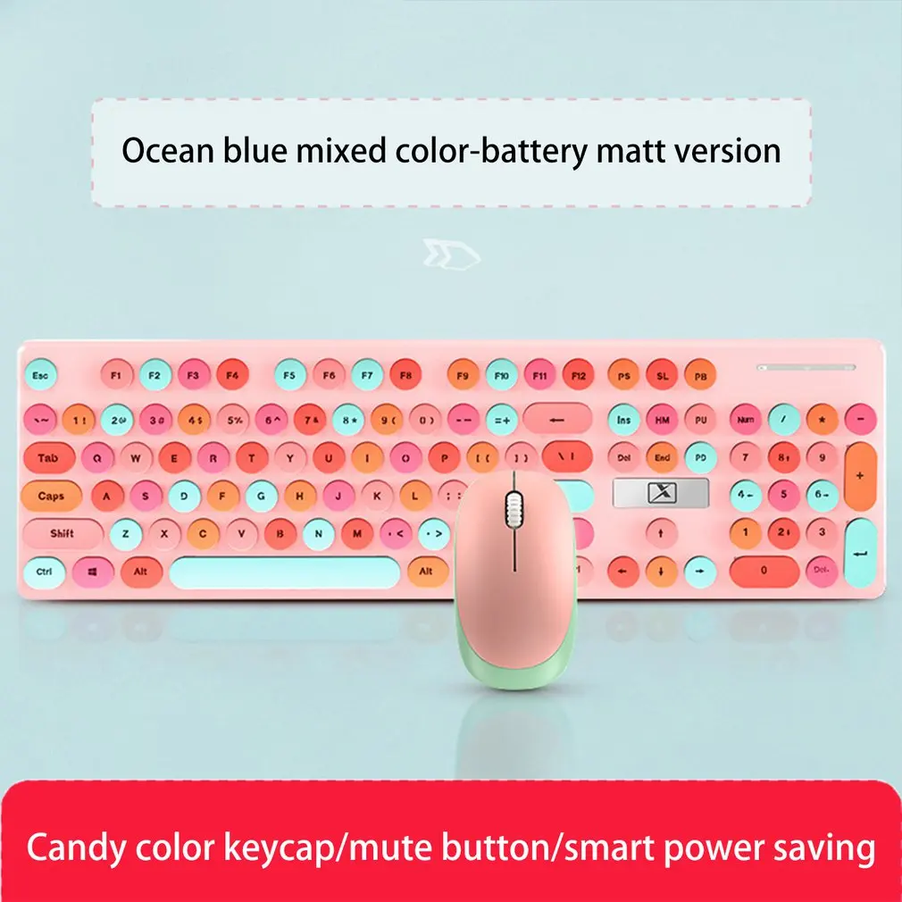 

104 Keys 2.4G Wireless Feel Silent Keyboard Mouse kits For Macbook Lenovo Asus Dell HP Computer Keypad Girls