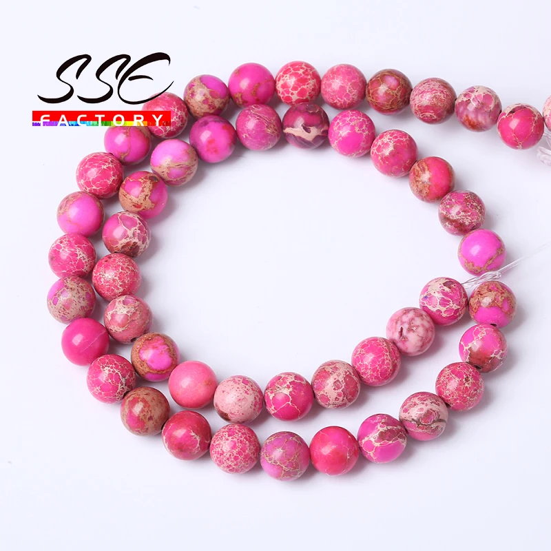 

Wholesale Natural Stone Magenta Sea Sediment Turquoises Imperial Jaspers Round Loose Beads 15" Strand 4- 10MM For Jewelry Making