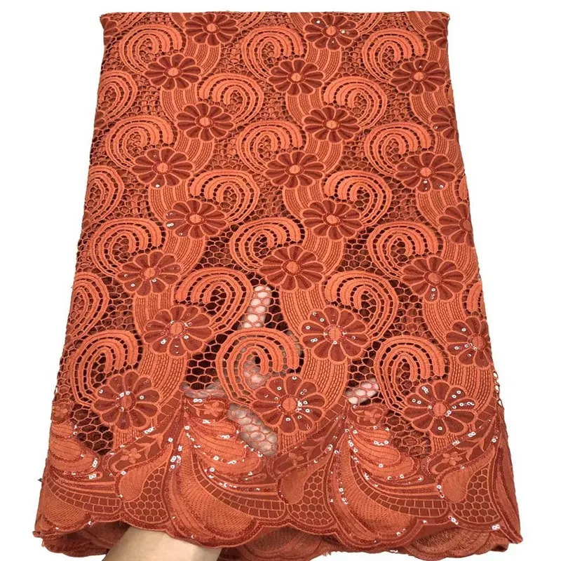 Newest Guipure Cord  Fabric African Lace Fabric With Sequins Water Soluble Cord Laces For Nigerian Party Dress TS9476