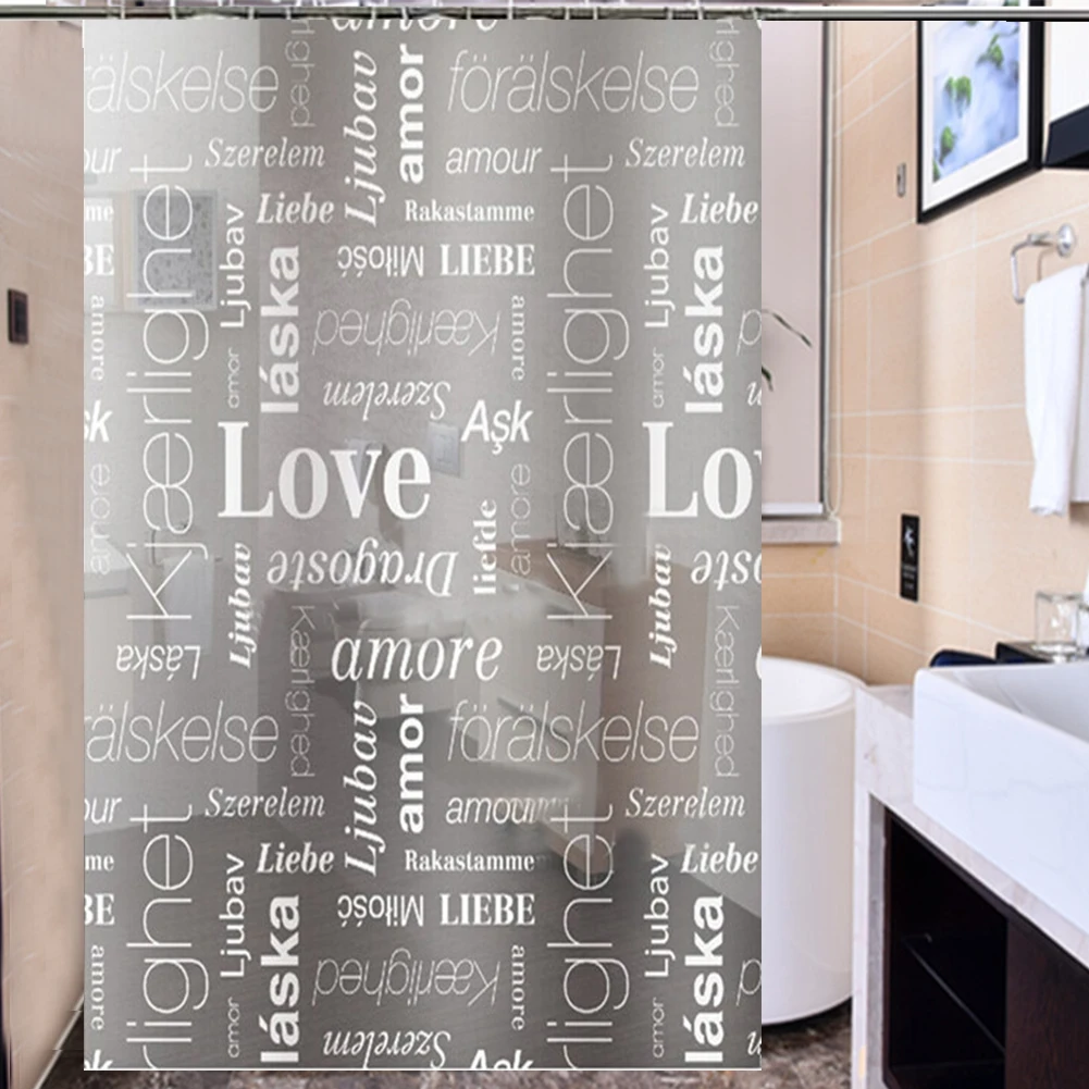 

Alphabet Bathroom Shower Curtain Mold Resistant EVA Waterproof Bath Decor With 12pcs Curtain Hooks For Home Hotel 180x180cm