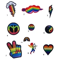 rainbow heart smile ligthing tai chi embroidered patch for clothes bags shoes diy victory cloud embroidery appliques