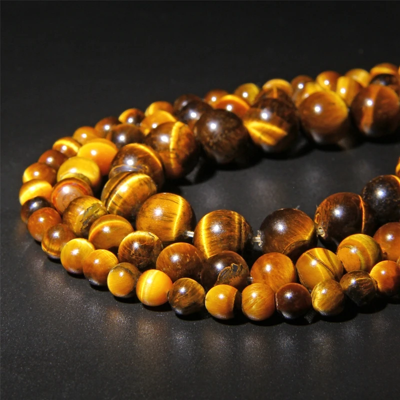 Бусины из натурального камня тигровый глаз круглые бусины коричневого цвета