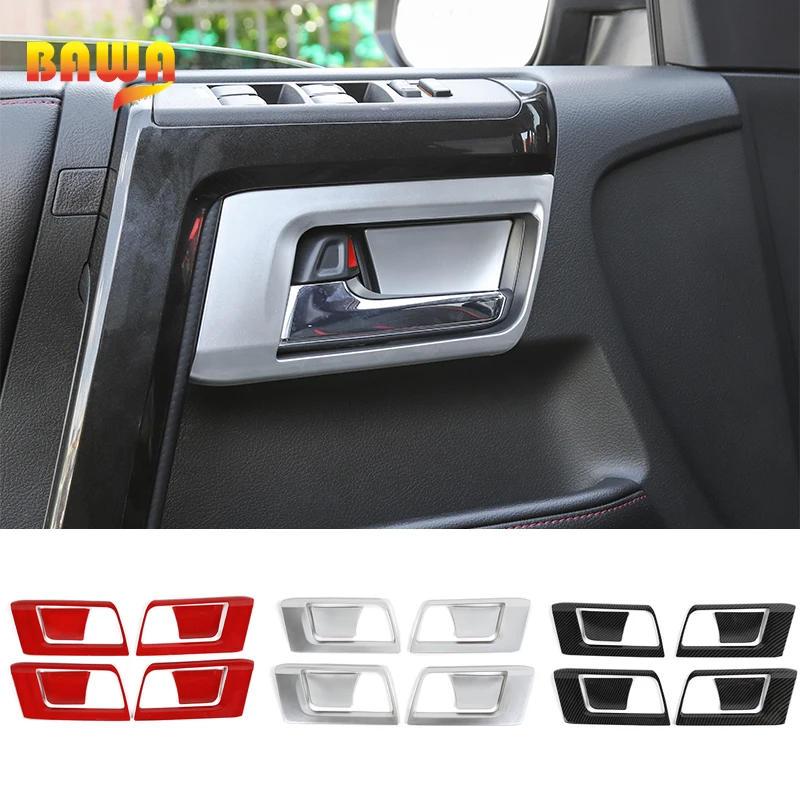 

BAWA 8PCS Car Interior Door Bowl Handle Decoration Cover Stickers For Toyota 4Runner 2010+ Auto Interior Decoration Red Sliver