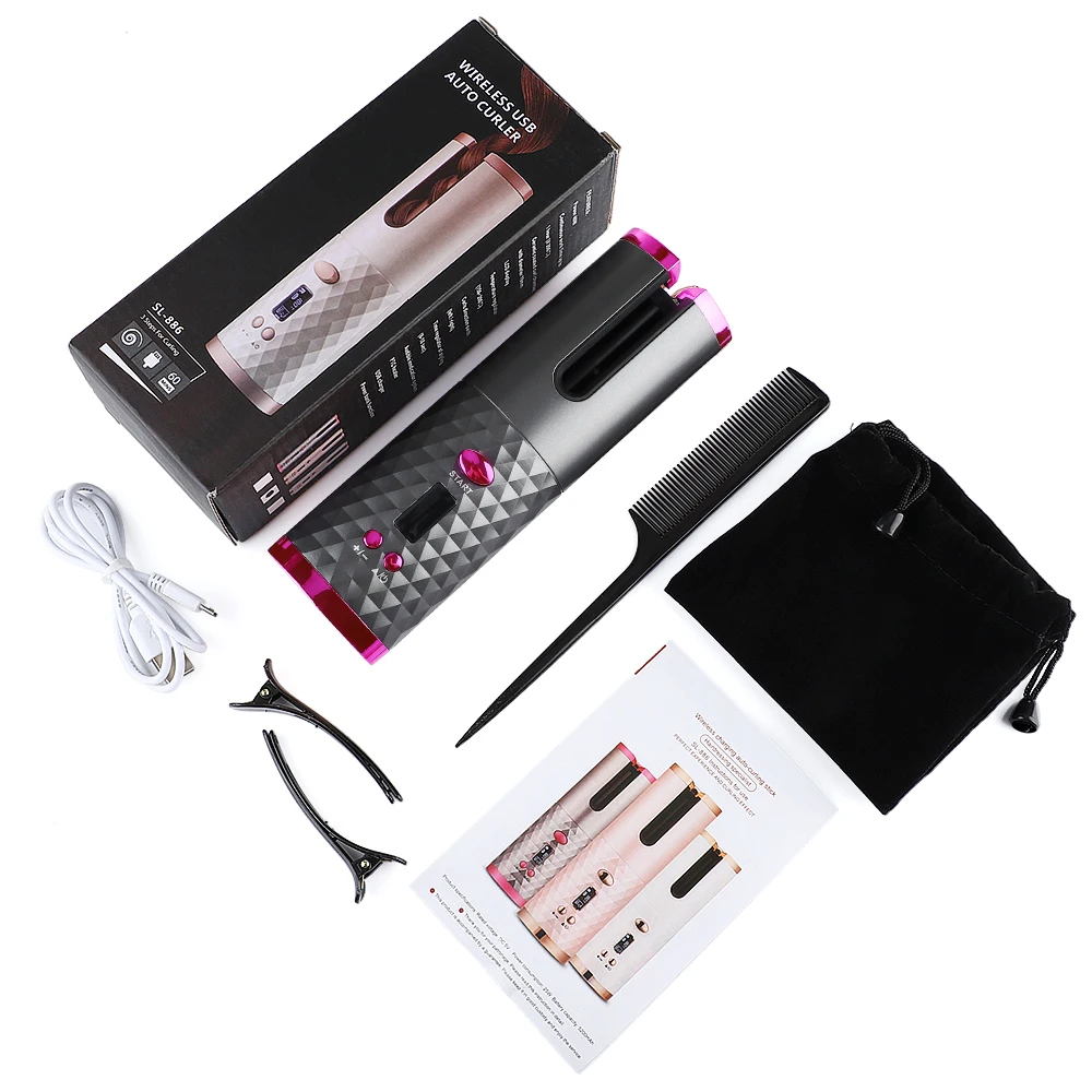 

Automatic Hair Curler Iron Cordless Curling Iron USB Rechargeable Air Wireless Curlers For Curls Waves LCD Display Ceramic Curly