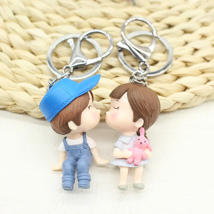 Lovely Cartoon Doll Couple Key Button Men and Women a pair of Car Hanging Bag Accessories Creative Gift Cute Keychain Boy Girl | Украшения