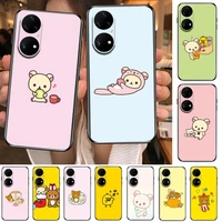 toplbpcs cute rilakkuma phone case for huawei p50 p40 p30 p20 10 9 8 lite e pro plus black etui coque painting hoesjes comic fas