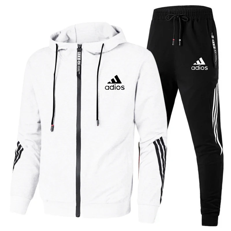 

Brand new men's football suit zipper Hoodie + pants two piece casual sportswear men's sportswear gym brand sportswear