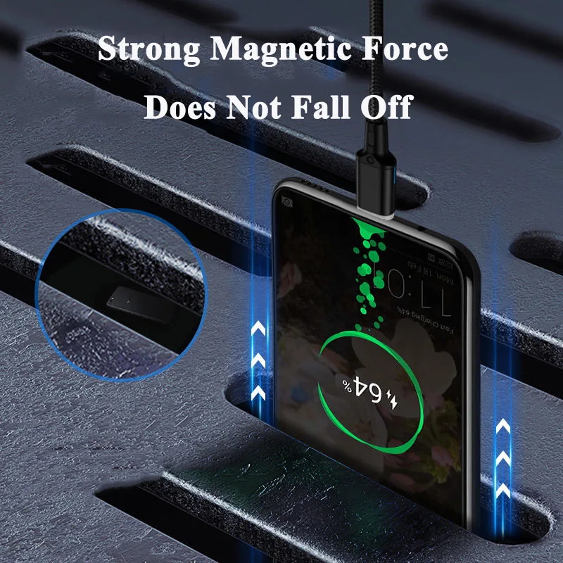 Магнитный кабель Micro USB-C со светодиодным индикатором для зарядки и передачи