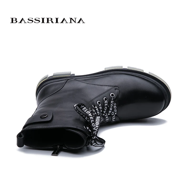 BASSIRIANA новые женские сапоги зимние кожаные и шерстяные теплые мотоциклетные сапоги европейского и американского тренда