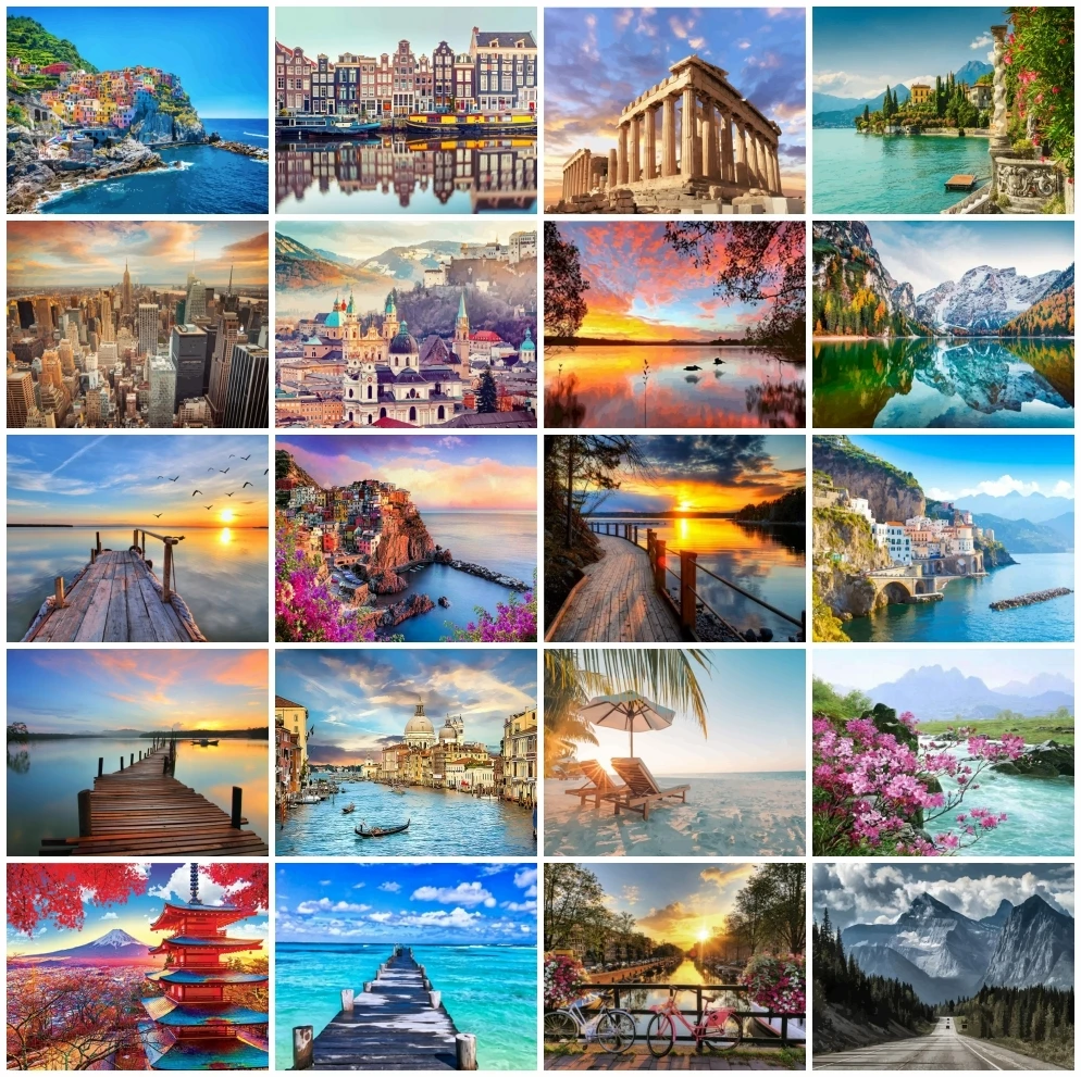 

AZQSD Paint By Numbers City Lake Mountain Seaside Unique Gift For Children Painting By Numbers Landscape Home Decoration