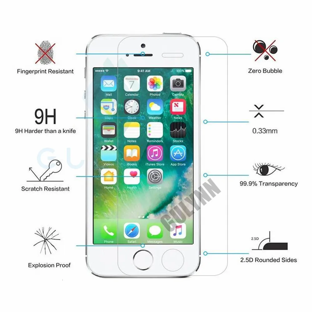 Защитное стекло на для Apple iPhone 5 5S SE HD закаленное защитное стекло 2.5D с закругленными краями для iPhone 4 4S