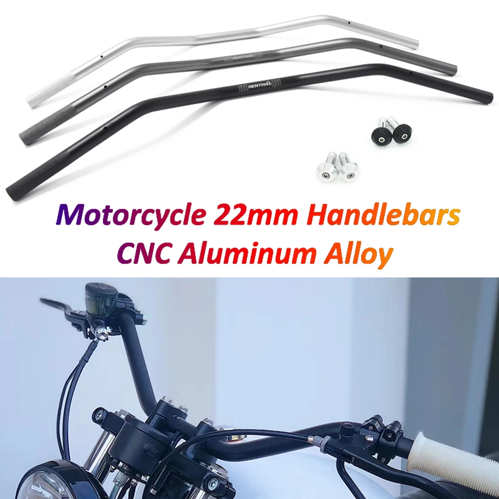 Universal for Renthal Motorcycle 22mm Handlebar CNC Aluminum Alloy Handle Bars for Scrambler Scooter Vintage Bike Bobber Chopper
