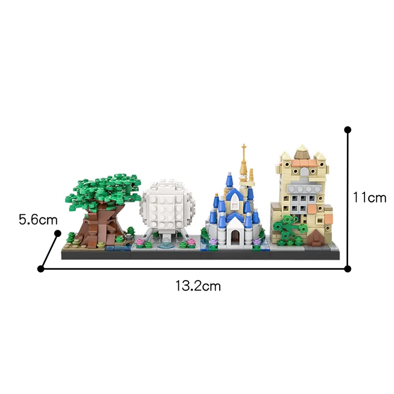 

BuildMOC Magic Kingdom Skyline Tree of Lif Cinderella's Castle City Architecture Street View Model Building Blocks Toys Kid Gift