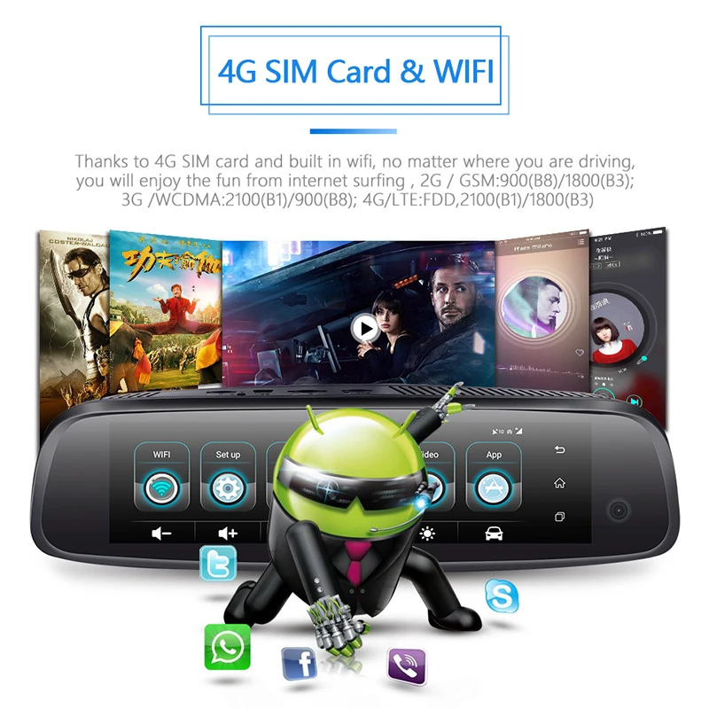 

ANSTAR 2020 New 3 Lens Car DVR Android 4G 2GB+32GB Car Mirror DVR FHD 1080P ADAS GPS Parking Monitor Streaming RearView Car DVR