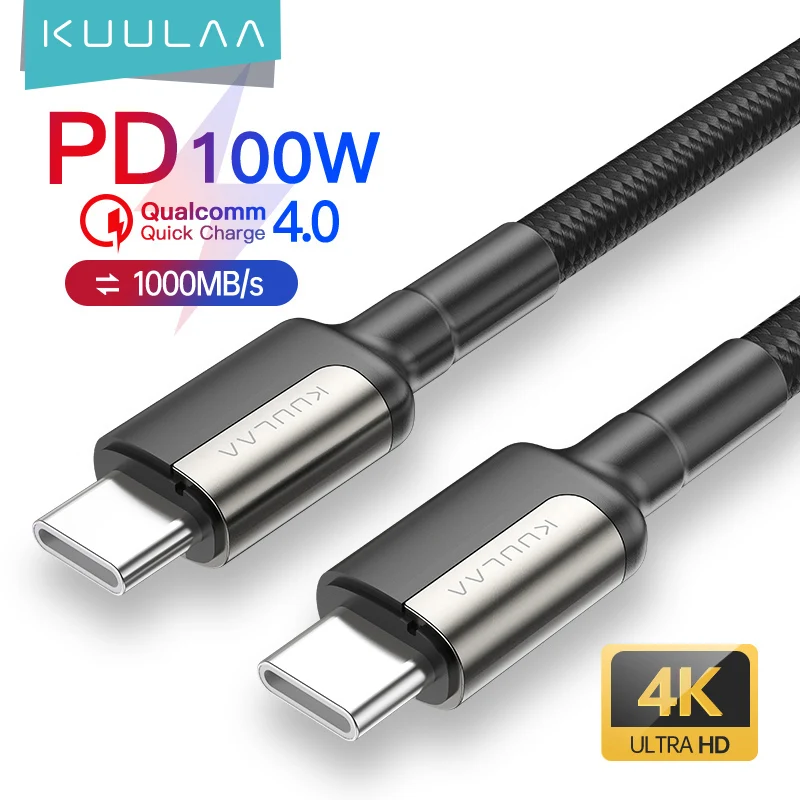 

KUULAA USB C to Type C Cable For Macbook Pro 5A PD 100W USB 3.1 Gen 2 Fast USB C Cable For Samsung S10 Note20 PD 3.0 QC 4.0 Cord