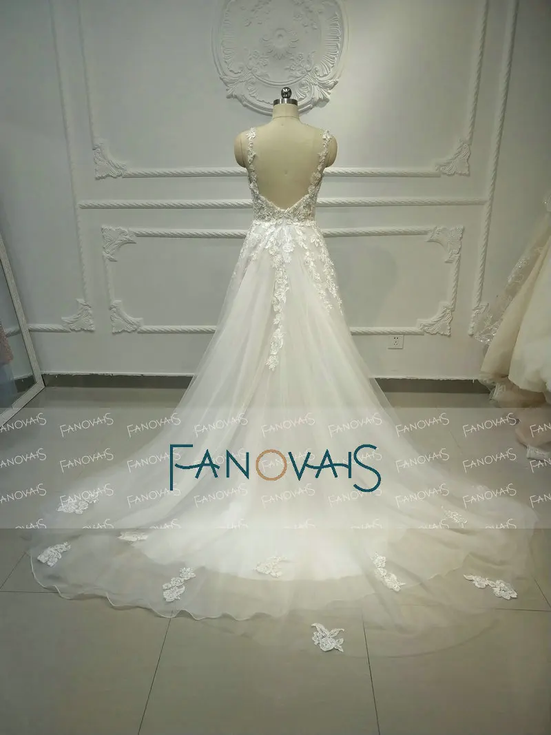 Пляж бохо свадебные платья бисером Кристалл кружева Vestido de Novia Longo gelinlik vestido casamento robe de mariee - Цвет: Backless