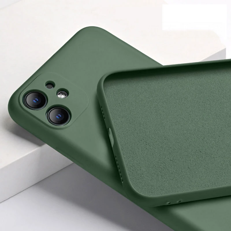 Объектив камеры полное покрытие защитный силиконовый чехол для iphone 11 Pro Max Микрофибра защитный чехол для телефона s Coque - Цвет: Dark Green