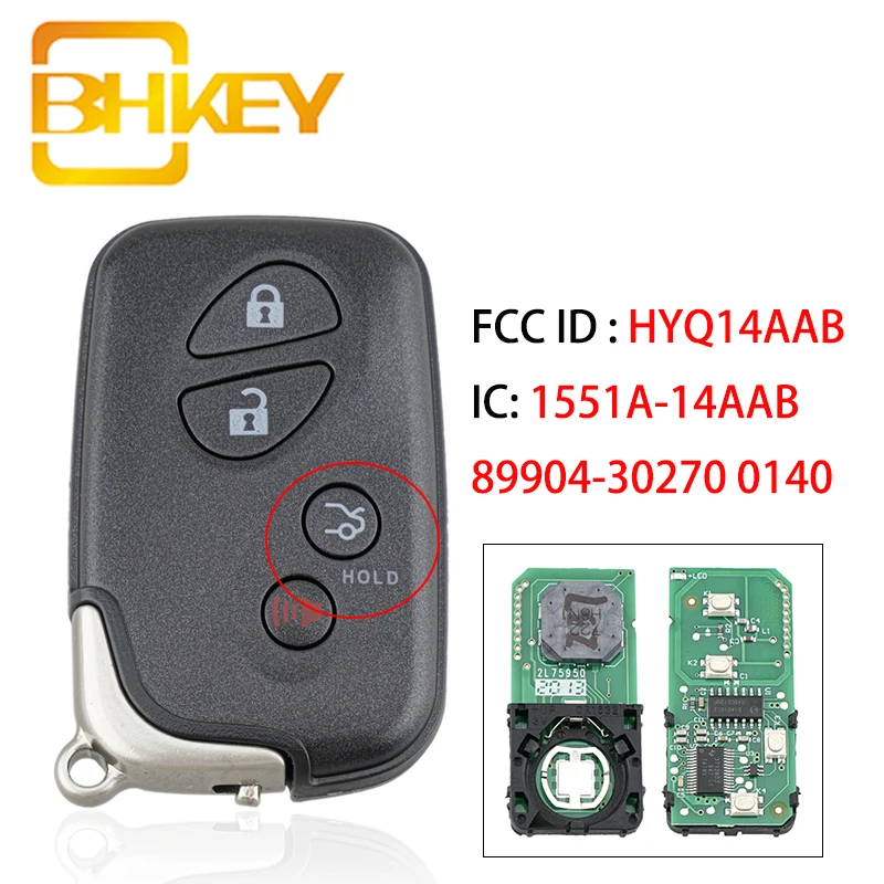 

BHKEY HYQ14AAB Smart Car Key for Lexus GS300 GS350 GS430 GS450h LS600h GS460 IS350 IS250 ES350,1551A-14AAB, 271451-0140