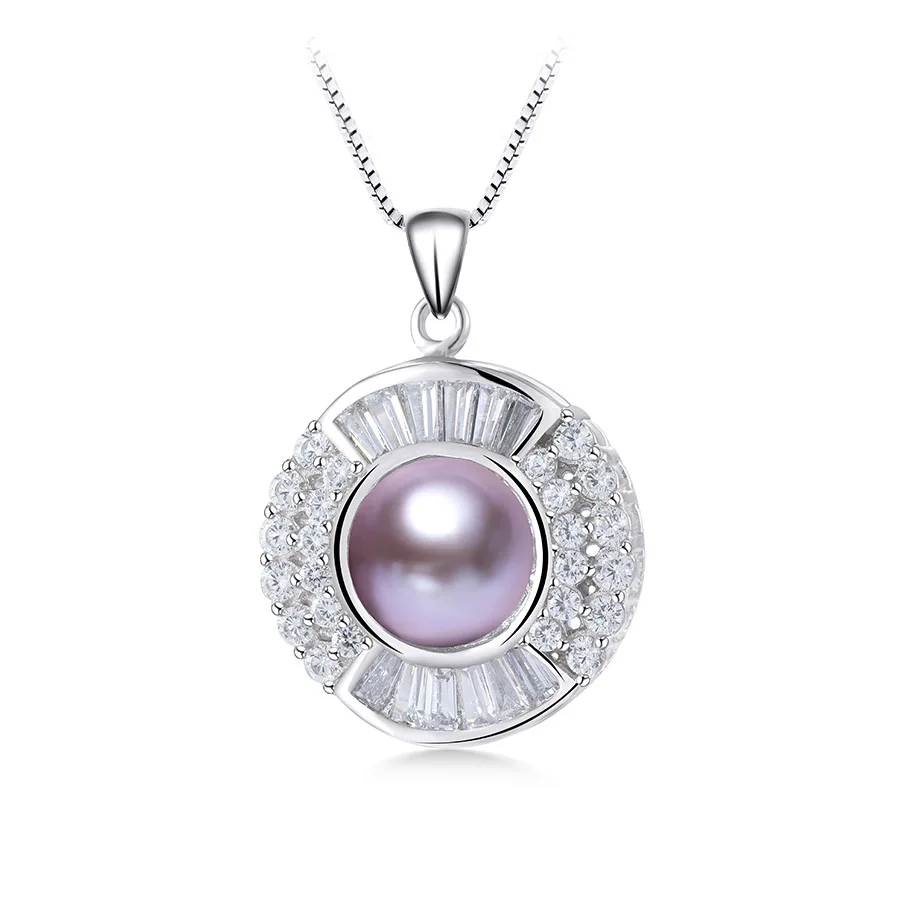 Кулон из 925 серебра женский с натуральным пресноводным жемчугом и кристаллами
