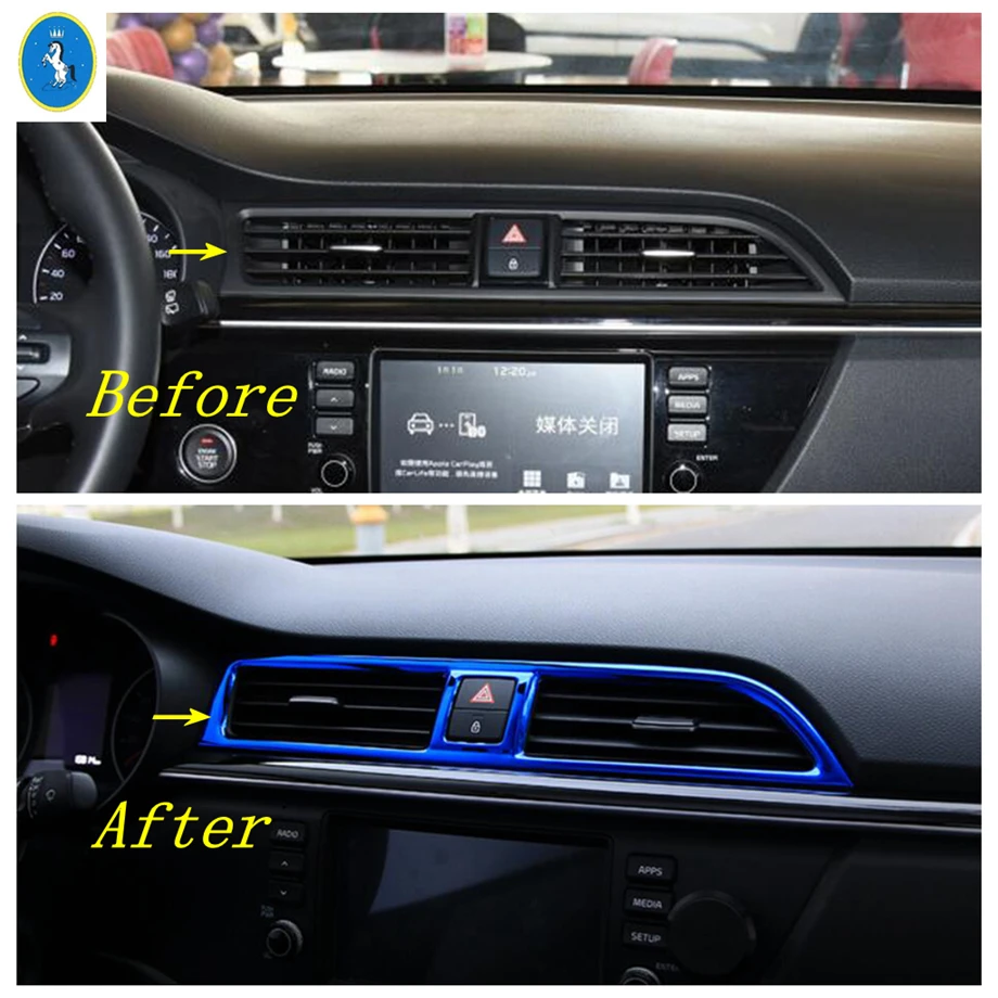 

Yimaautotrims Blue Side / Middle Air AC Outlet Vent / Armrest Window Lift Button Panel Cover Trim For Kia Rio 4 X-line 2017-2020