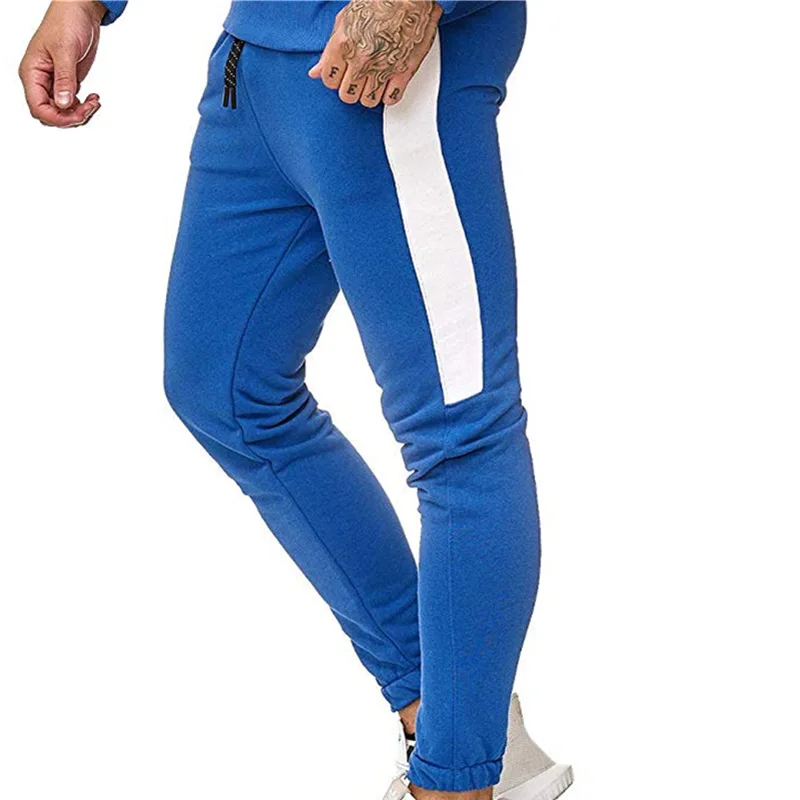 

Men running jogging pants Fashion drawstring color matching fitness training sports trousers Male casual pencil pants