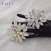 big size 7 6cm two layers flower women rings adjustable jewelry ring for wedding crystal ab rhinestones ring jewelry silver