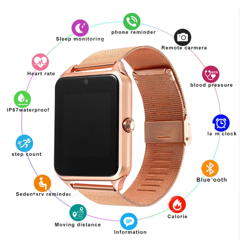 Модные мужские и женские Смарт часы GT08Plus с металлическим ремешком Z60 Bluetooth