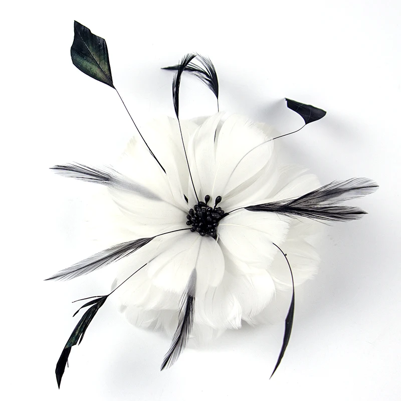 

Fashion Ladies Feather Flower Hair Clip 1 Pieces Party Wedding Bridal Headwear With Plumage Hair Accessories Wholesalel