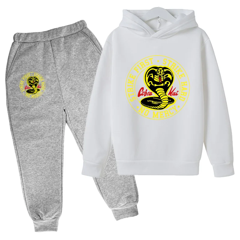 

2021 Spring New Cobra Kai Hoodie Suit Cotton Kids Hoodie And Pant Two-piece Children Clothing Set 4-14 Years Girl Boys Clothes