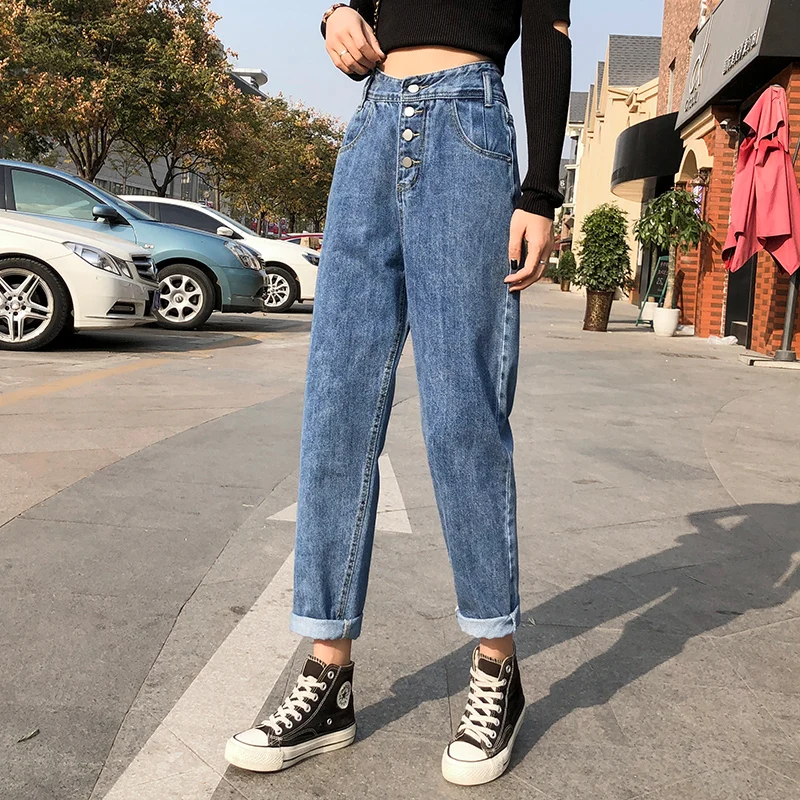 

Zoenova 2021 Summer New Pants Women Slim Design Loose High Waist Ankle-Length Pants Vintage Streetweat Women Denim Trousers
