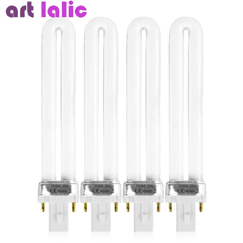 

4pcs 9W Nail Dryer UV Lamp Tube Light Bulbs Gel Nail Art Gel Dryer Replacement Curing Nail Bulbs Salon Tools
