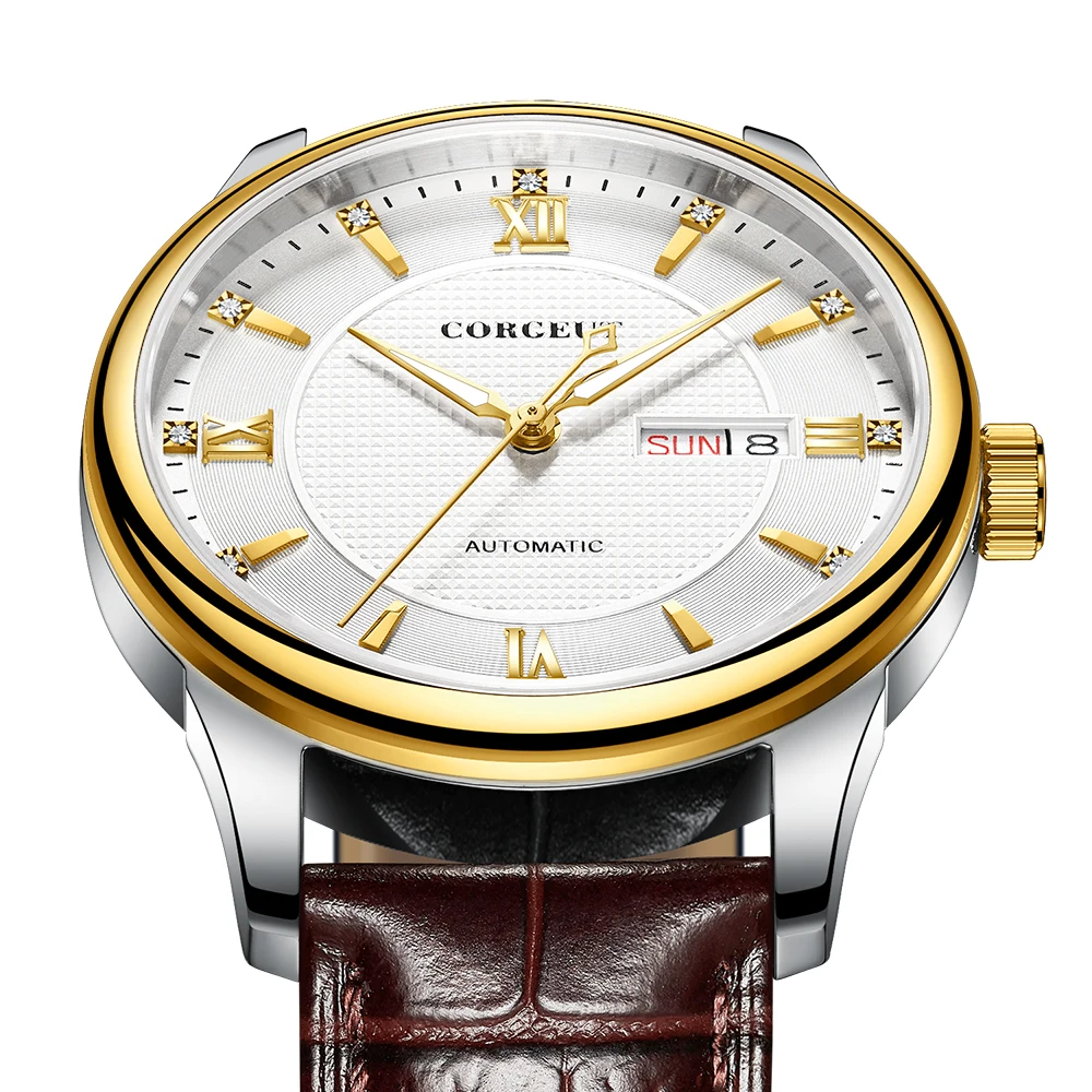 Модные механические часы для мужчин Топ бренд Роскошные мужские кожа Календарь