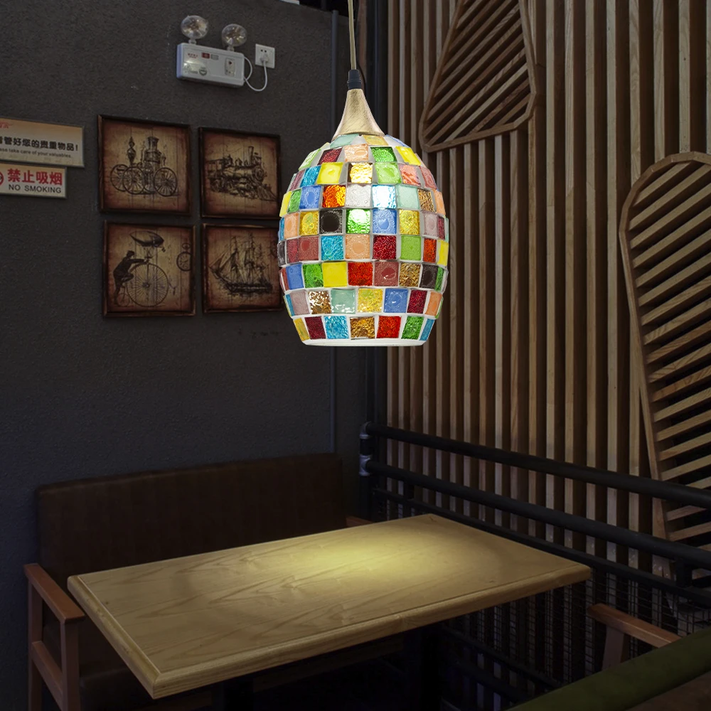 

Artpad Turkish Pendant Lights with Handmade Colorful Glass Lampshade Ceiling Hanging Light for Bar Dining Room Kitchen Bedside