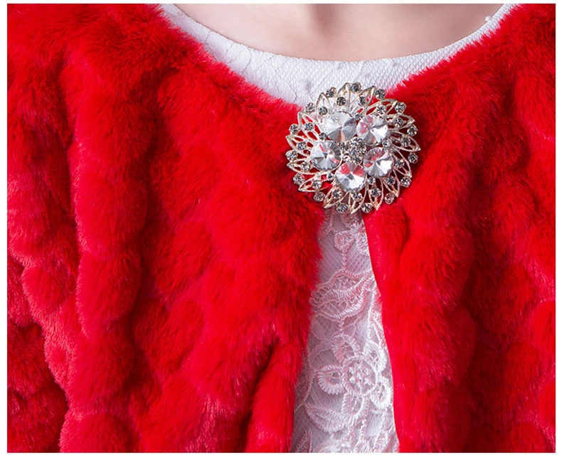 110-160cm Winter Red Girls Jacket Coat Long Sleeve Warm Shrug Cape Cardigan Sweater Kids Clothes 4 to 16 Years RKC185102 | Детская