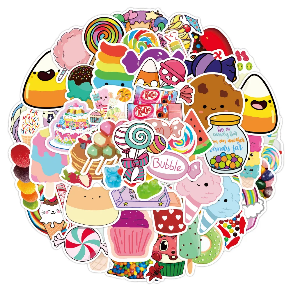 

10/30/50PCS Colorful Candy Children's Sticker Cartoon Luggage Notebook Scooter Water Cup Personalized Decorative Sticker
