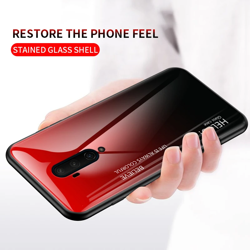 OnePlus 7T Pro Чехол роскошная мраморная оправа из закаленного стекла и мягкого ТПУ