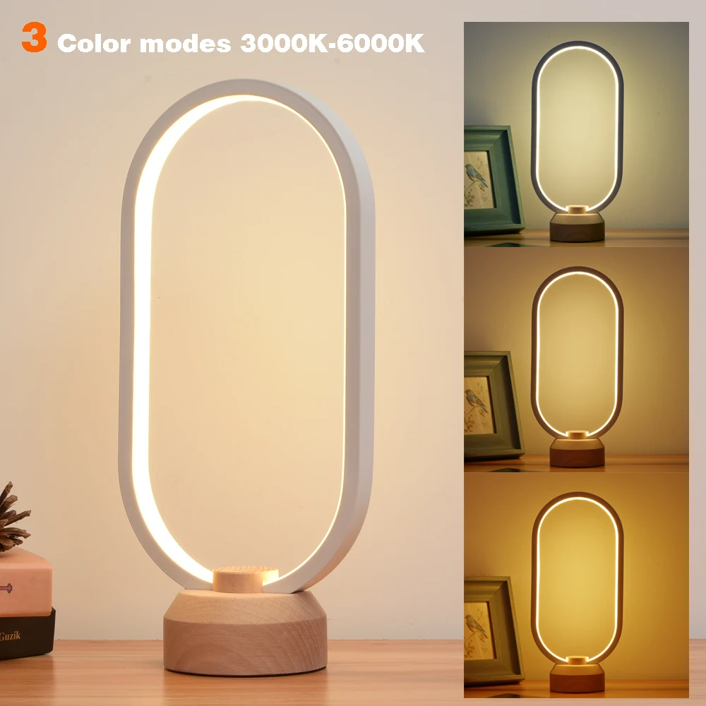 lonrisway led wood desk lamp bedroom bedside night light dimmable led lighting creative home decor unique house warmging gif free global shipping