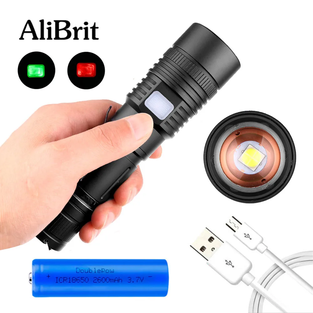 D50 AliBrit XHP50 светодиодный фонарик power bank заряжаемый через интерфейс USB фонарь Zoom