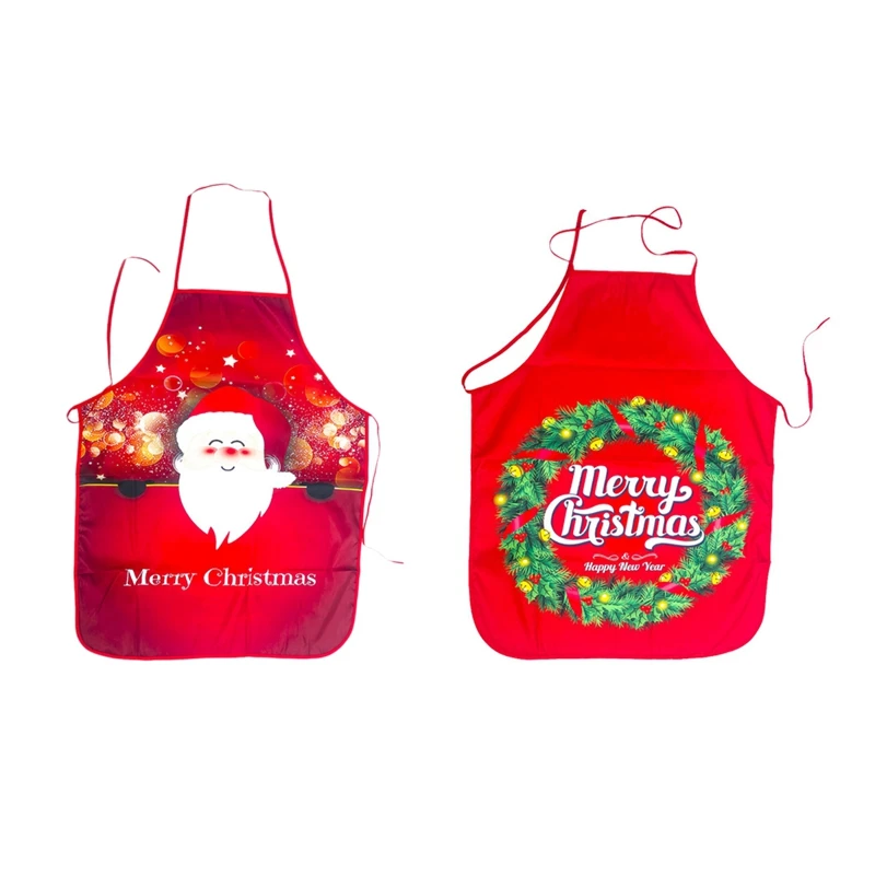 2 шт. новогодний фартук с принтом Рождественский венок фартуки Санта Клауса
