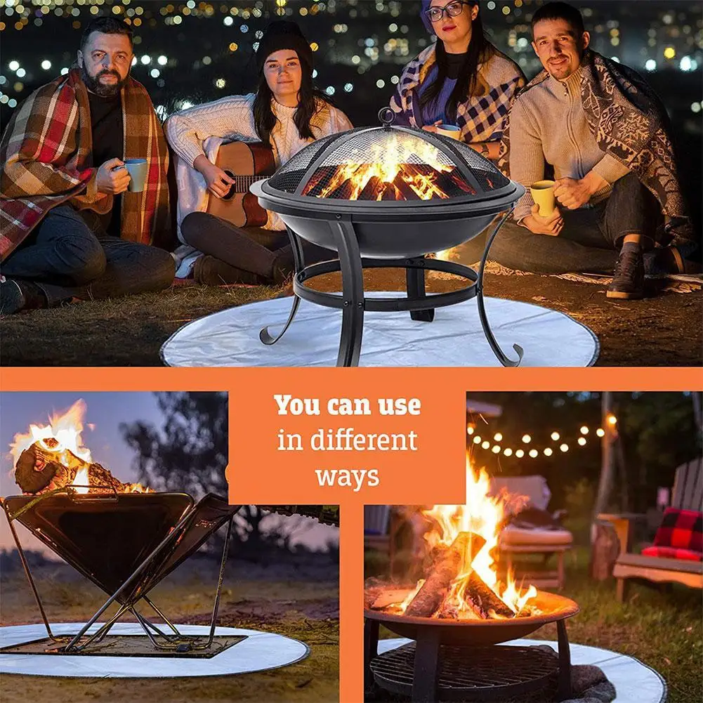 

24/38Inch Fire Pad Outdoor Camping Barbecue Fireproof Easy To Carry Waterproof Durable Fire Pit Mat Grill Mat BBQ Heat Resistant