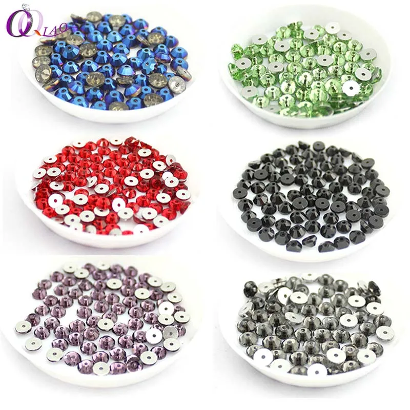 

Many Color 6mm Glass Material 280pcs Round Rhinestone Crystal Sew On Stone Flatback 1 hole For Clothing Accessories