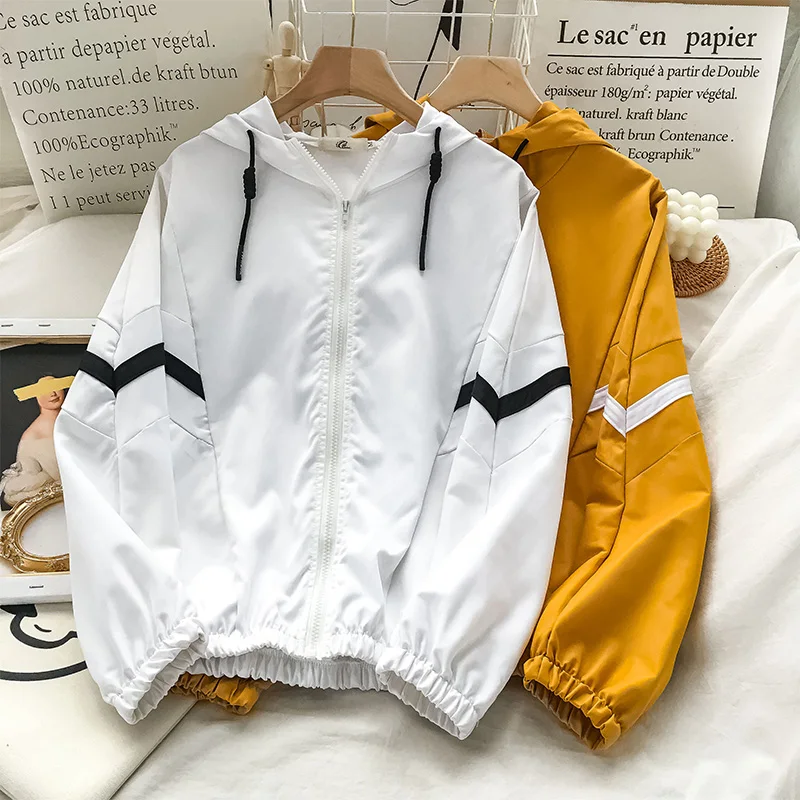 

Нежное короткое пальто в стиле ретро, новинка 2021, Женская свободная бейсбольная форма с капюшоном в Корейском стиле на весну и осень, универ...